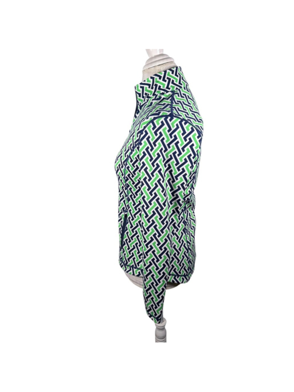 J. McLaughlin Billie Active Jacket Navy Green Geometric Sporty Full Zip Size S - Picture 7 of 11